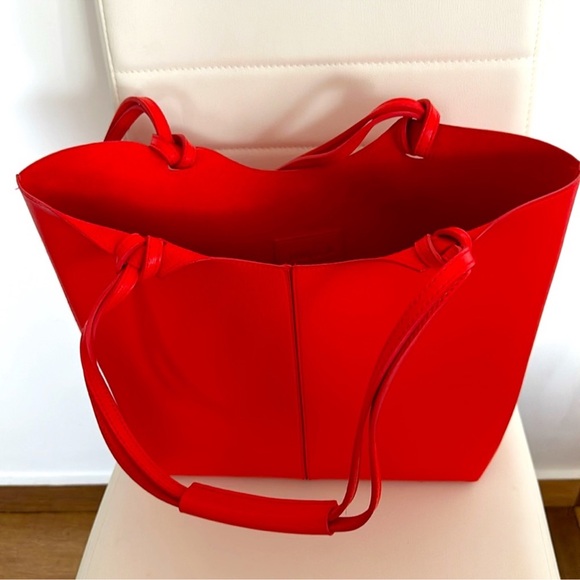 Neiman Marcus Handbags - Neiman Marcus Bright Red Open-Top Tote with Double Straps and make up pouch!!